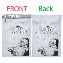 10x13 Merry Christmas Combo! Santa, Snowmen and Wreath Poly Mailers, Festive Graphite Art Flat Self Seal Shipping Mailing Mail Postal bags