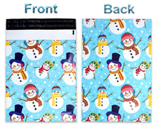 10x13 Merry Christmas Combo! Santa, Snowmen and Wreath Poly Mailers, Festive Graphite Art Flat Self Seal Shipping Mailing Mail Postal bags