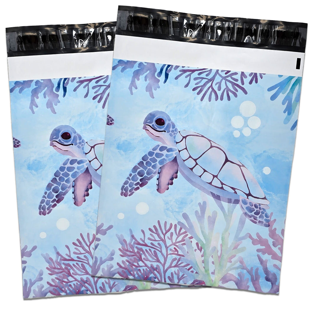 Adorable Sea Turtle 10x13 Poly Mailers Playing in Ocean Designer Cute, Durable, Eco-Friendly Lightweight Packaging for Memorable Unboxing