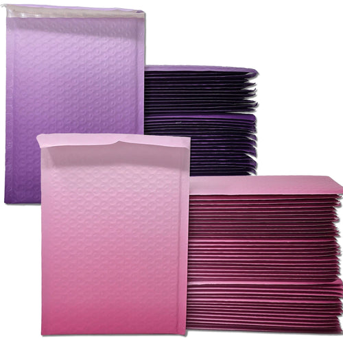 Pink and Purple Gradient Slide 6x10 inch Colored Poly Bubble Mailers Combo, Unique Padded Envelope Mailers, Cushioned Peel N Seal Mail Bags