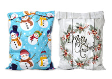 10x13 Merry Christmas Combo! Santa, Snowmen and Wreath Poly Mailers, Festive Graphite Art Flat Self Seal Shipping Mailing Mail Postal bags