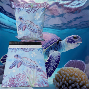 Adorable Sea Turtle 10x13 Poly Mailers Playing in Ocean Designer Cute, Durable, Eco-Friendly Lightweight Packaging for Memorable Unboxing