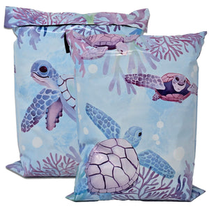 Adorable Sea Turtle 10x13 Poly Mailers Playing in Ocean Designer Cute, Durable, Eco-Friendly Lightweight Packaging for Memorable Unboxing