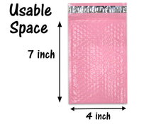 Pastel Pink 100 Pack 4x8, 6x10", 8x12, 10x15 Inch Padded Colored Poly Bubble Mailers, Light Pink, Self Seal Mailing Shipping Bags WHOLESALE