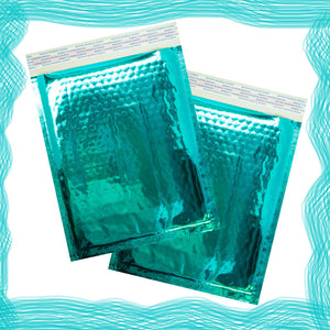 6x10 Teal, Rose Gold Mirrored Padded Bubble Mailers,Shipping Envelopes Self Seal - ShipNFun