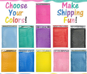 Assorted Sizes 8.5x12, 6x9, & 4x8 Colored Poly Bubble Mailers, Padded Envelopes! - ShipNFun