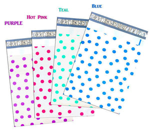 12" x 15" Designer Poly Mailers, Pink,Teal, Polka Dots,Hearts Flat Shipping Bags - ShipNFun