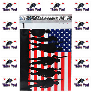 10x13 Patriotic Poly Mailers, Flat Shipping Flag Envelopes -Stickers 4th of July - ShipNFun