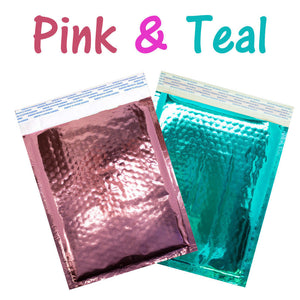 8.5x12 Holographic, Pink, Teal METALLIC BUBBLE MAILERS, Color Padded Envelopes! - ShipNFun