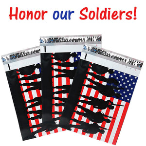 10x13 Patriotic Poly Mailers, Flat Shipping Flag Envelopes -Stickers 4th of July - ShipNFun