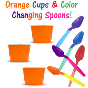 Party Ice Cream Snack Food Paper Cups, Color Changing Spoons Birthday Combo Pack - ShipNFun