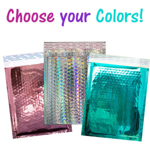 8.5x12 Holographic, Pink, Teal METALLIC BUBBLE MAILERS,  Poly Padded Envelopes! - ShipNFun