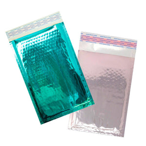 6x10 Teal, Rose Gold Mirrored Padded Bubble Mailers,Shipping Envelopes Self Seal - ShipNFun