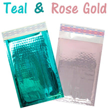 6x10 Teal, Rose Gold Mirrored Padded Bubble Mailers,Shipping Envelopes Self Seal - ShipNFun