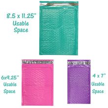 Assorted Sizes 8.5x12, 6x9, & 4x8 Colored Poly Bubble Mailers, Padded Envelopes! - ShipNFun