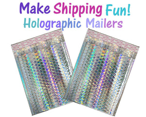 6x10 Holographic Foil & Metallic Bubble Mailers Combo Pack Padded Shipping USPS - ShipNFun