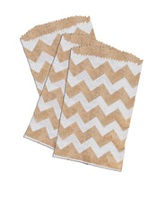 200 -3x5” Mini Natural Kraft & White Chevron -Flat Paper Treat Bags - ShipNFun