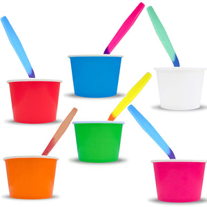 Party Ice Cream Snack Food Paper Cups, Color Changing Spoons Birthday Combo Pack - ShipNFun