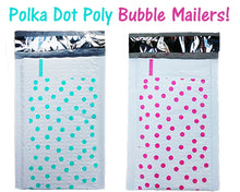 Hot Pink & Teal 4x8" Polka Dot Poly Bubble Mailers, Padded Envelope Shipping Bag - ShipNFun