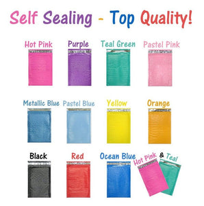 Assorted Sizes 8.5x12, 6x9, & 4x8 Colored Poly Bubble Mailers, Padded Envelopes! - ShipNFun