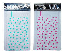 Hot Pink & Teal 4x8" Polka Dot Poly Bubble Mailers, Padded Envelope Shipping Bag - ShipNFun