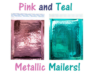 8.5x12 Holographic, Pink, Teal METALLIC BUBBLE MAILERS, Color Padded Envelopes! - ShipNFun