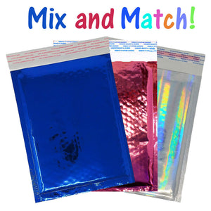 6x10 Cobalt Blue Pink & Hologram Metallic Bubble Mailers Shipping 6x9 Envelopes - ShipNFun