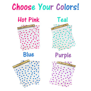 12" x 15" Designer Poly Mailers, Pink,Teal, Polka Dots,Hearts Flat Shipping Bags - ShipNFun