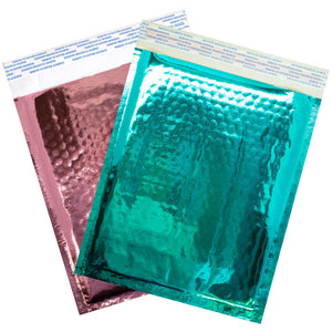 8.5x12 Holographic, Pink, Teal METALLIC BUBBLE MAILERS, Color Padded Envelopes! - ShipNFun