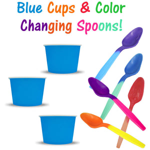 Party Ice Cream Snack Food Paper Cups, Color Changing Spoons Birthday Combo Pack - ShipNFun