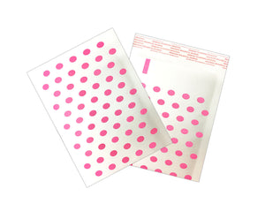 8.5" x 12" Hot Pink Polka Dot Rigid Kraft BUBBLE MAILERS -Approved Mailers - ShipNFun