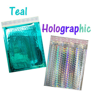 8.5x12 Holographic, Pink, Teal METALLIC BUBBLE MAILERS, Color Padded Envelopes! - ShipNFun