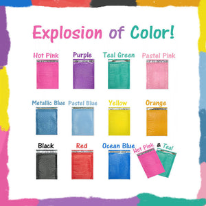 Assorted Sizes 8.5x12, 6x9, & 4x8 Colored Poly Bubble Mailers, Padded Envelopes! - ShipNFun