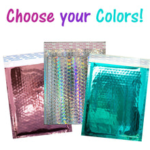 8.5x12 Holographic, Pink, Teal METALLIC BUBBLE MAILERS, Color Padded Envelopes! - ShipNFun