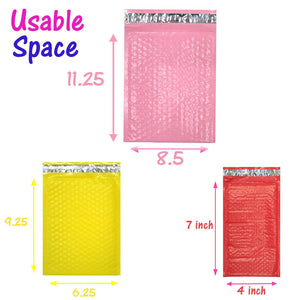 Assorted Sizes 8.5x12, 6x9, & 4x8 Colored Poly Bubble Mailers, Padded Envelopes! - ShipNFun