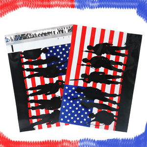 10x13 Patriotic Poly Mailers, Flat Shipping Flag Envelopes -Stickers 4th of July - ShipNFun