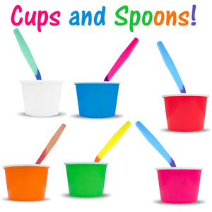 Party Ice Cream Snack Food Paper Cups, Color Changing Spoons Birthday Combo Pack - ShipNFun