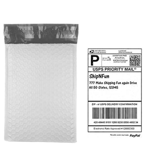 6x10" BUBBLE MAILERS White Half Sheet Shipping Labels, Padded Envelopes 6x9 Poly - ShipNFun