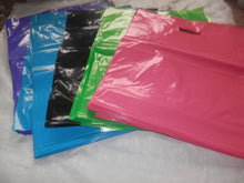 25 Large Hot Pink, Black, Teal, Lime Green, and Purple Plastic Merchandise Bag - ShipNFun