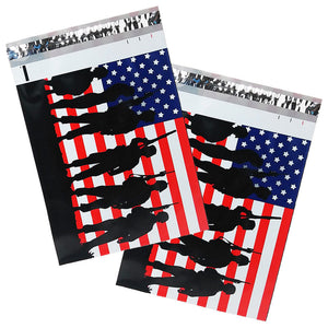 10x13 Patriotic Poly Mailers, Flat Shipping Flag Envelopes -Stickers 4th of July - ShipNFun