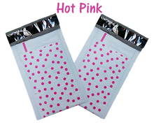 Hot Pink & Teal 4x8" Polka Dot Poly Bubble Mailers, Padded Envelope Shipping Bag - ShipNFun