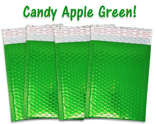 6x10 Candy Apple Green Metallic Bubble Mailers,  Self Sealing Shipping Padded Envelopes - ShipNFun