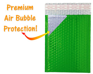 6x10 Candy Apple Green Metallic Bubble Mailers,  Self Sealing Shipping Padded Envelopes - ShipNFun