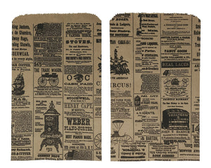 6x9 Newspaper print Paper Kraft Bags, Vintage Style Newsprint Bags - ShipNFun