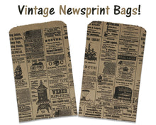 6x9 Newspaper print Paper Kraft Bags, Vintage Style Newsprint Bags - ShipNFun