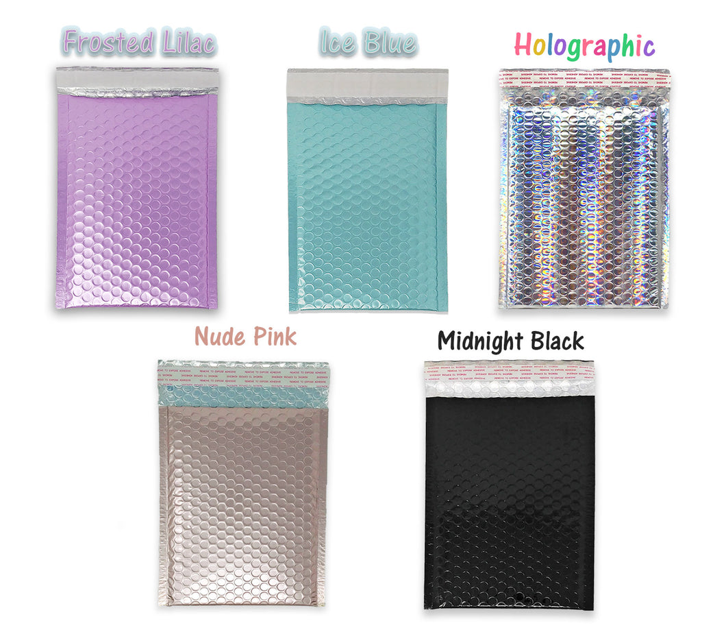 You Choose! 5 Colors 6x9 Bubble Padded Mailers, Ice Blue, Lavender, Nude Pink, Black, Holographic 6x10 Metallic Shipping Envelopes - ShipNFun