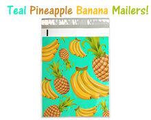 10x13 Poly Mailers, Teal Pineapple Banana Tropical Theme Self Seal, Cosmetic Clothing Custom Flat Shipping Mailing Envelope Bags
