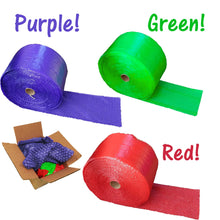 Red, Green and Purple Perforated 12" Cushioned Bubble Roll Wrap, Colorful Recyclable Shipping Packaging Wrap Choose your colors! - ShipNFun