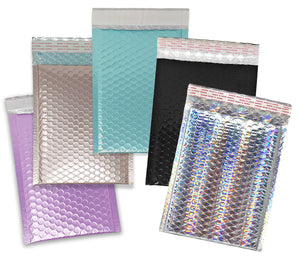 You Choose! 5 Colors 6x9 Bubble Padded Mailers, Ice Blue, Lavender, Nude Pink, Black, Holographic 6x10 Metallic Shipping Envelopes - ShipNFun