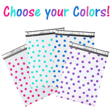 10" x 13" Polka Dot Poly Mailers, Hot Pink,Teal,Purple,Blue Colored Flat Mailers - ShipNFun